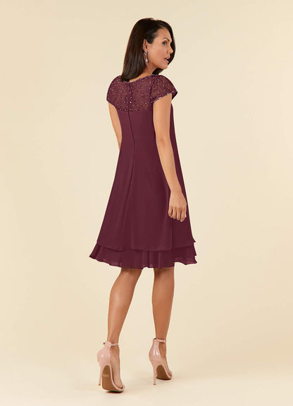 Cabernet Empire Sequins Chiffon Dress