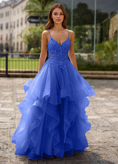 Spitze Royal Blue Sheer Lace Prom Dress  Dress