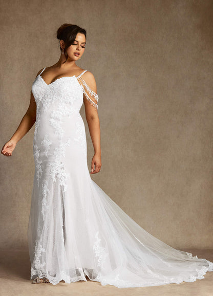 Diamond White Mermaid Sequins Tulle Dress