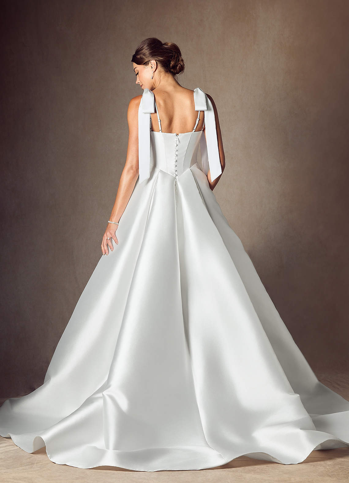 Diamond White A-Line with Pockets Mikado Dress
