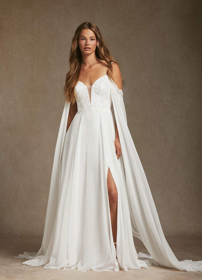 Diamond White A-Line Sequins Chiffon Dress