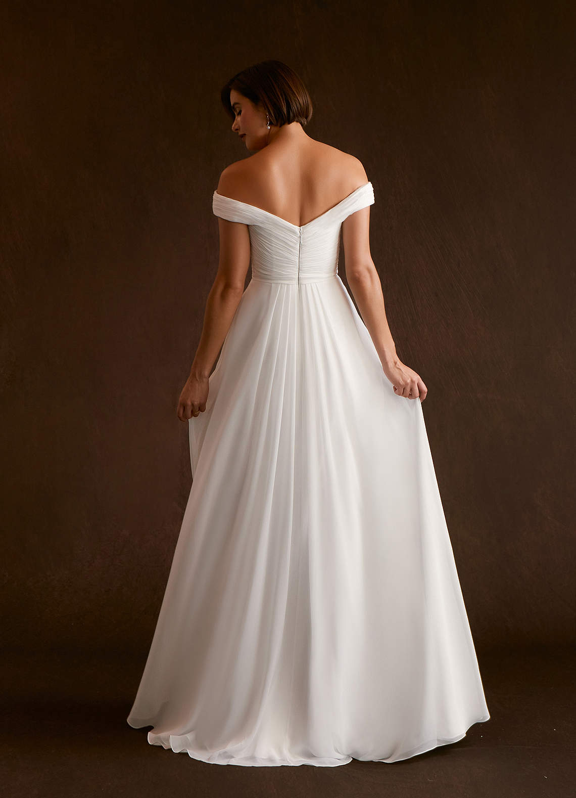 Diamond White A-Line Sequins Chiffon Dress