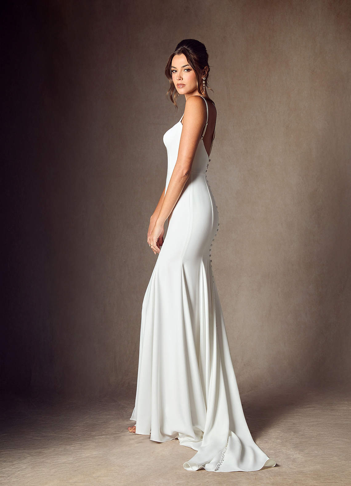 Diamond White Mermaid Convertible Crepe Back Satin Dress