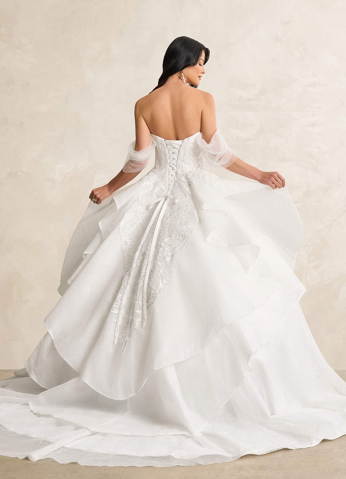 Diamond White Ball-Gown Sequins Tulle Dress