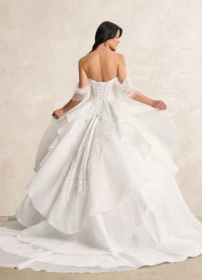 Diamond White Ball-Gown Sequins Tulle Dress