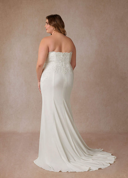 Diamond White Mermaid Sequins Stretch Crepe Dress