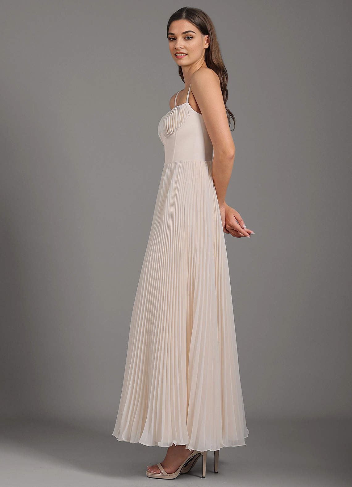 Anita Cream Pleated Maxi Dress  Dress