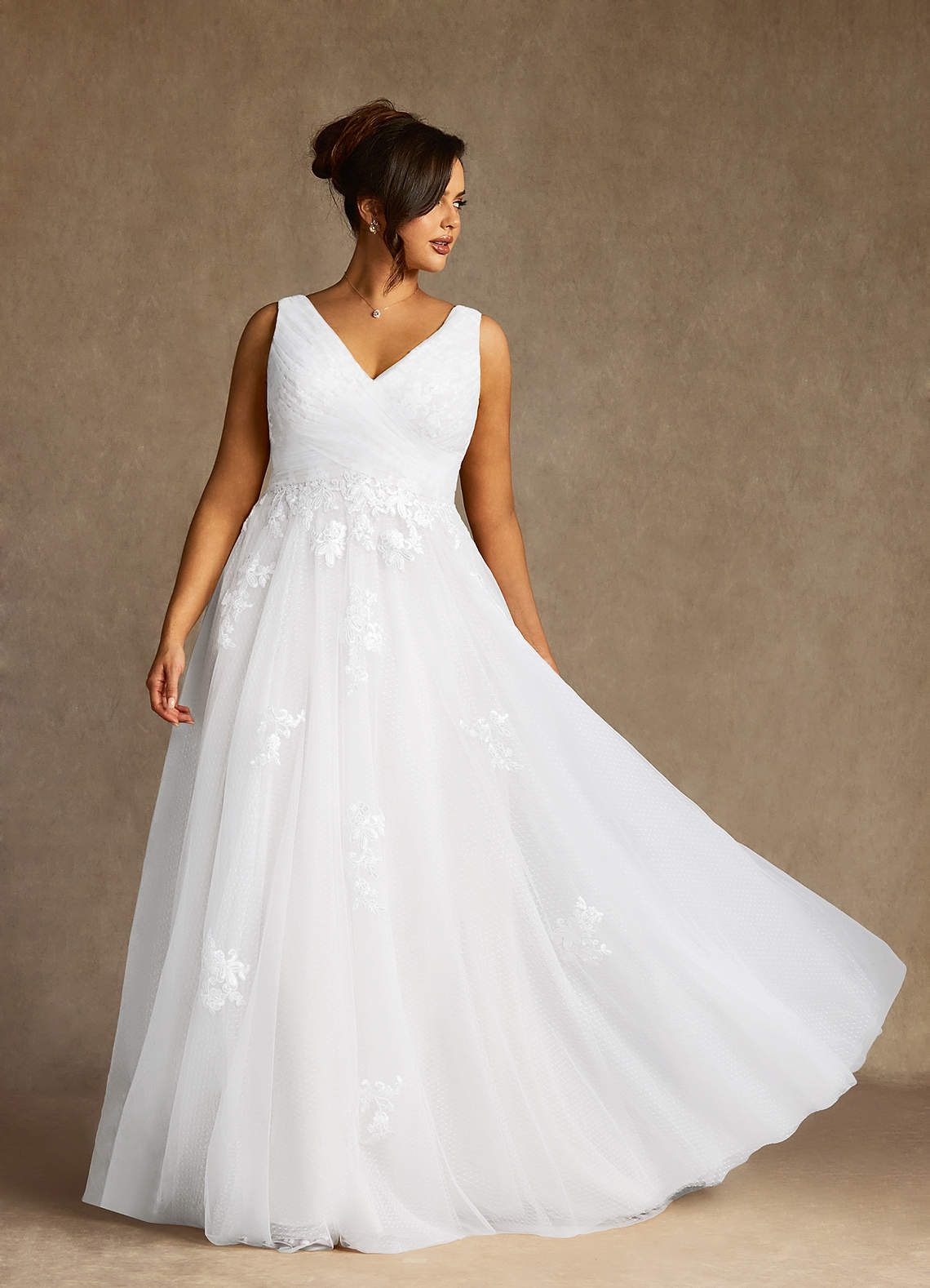 Diamond White A-Line Lace Tulle Dress