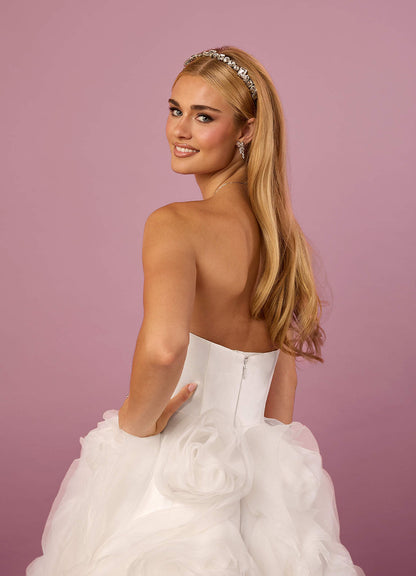 Diamond White Ball-Gown Strapless Organza Dress Diamond White