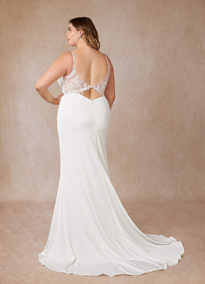 Diamond White Mermaid Sweetheart Sequins Crepe Back Satin Dress