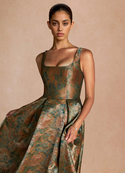 Ainslee Vintage Teal Midi Dress