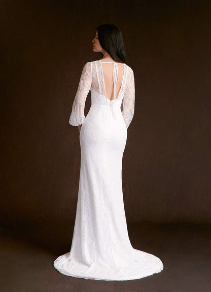 Diamond White Mermaid Lace Dress