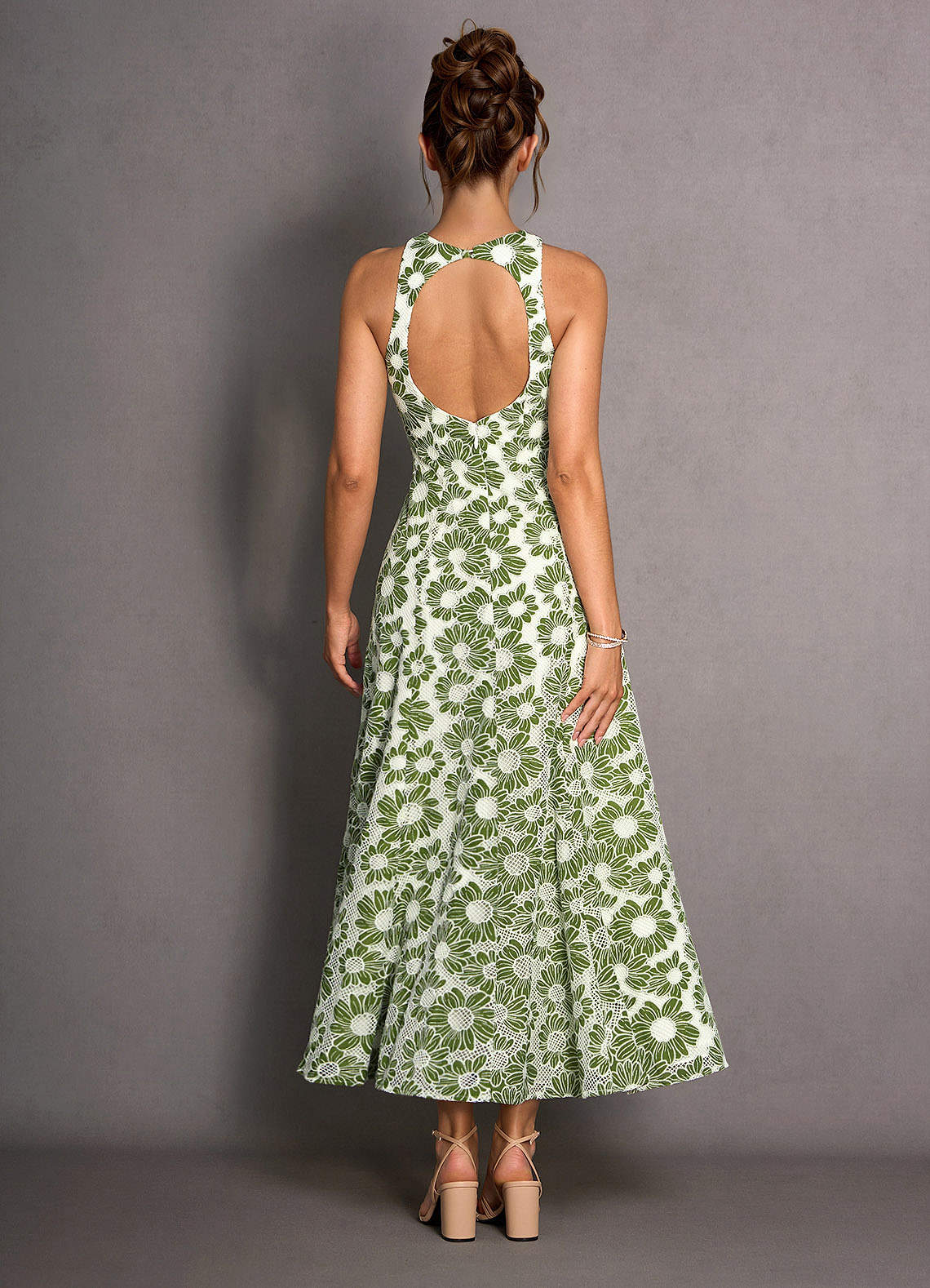 Selira Green And White Maxi Dress