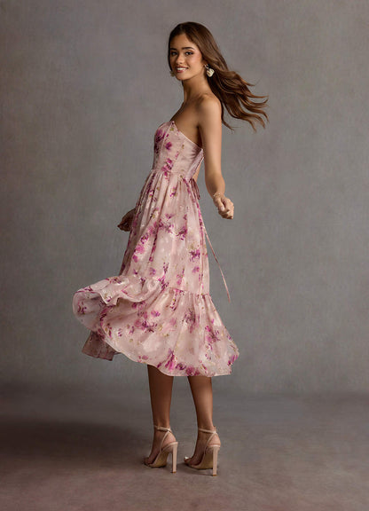 Gigi Mauve Floral Midi Dress