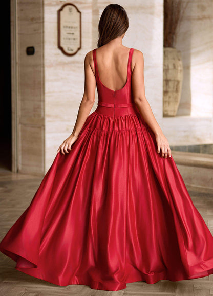 Arora Red Square Neckline Prom Dress