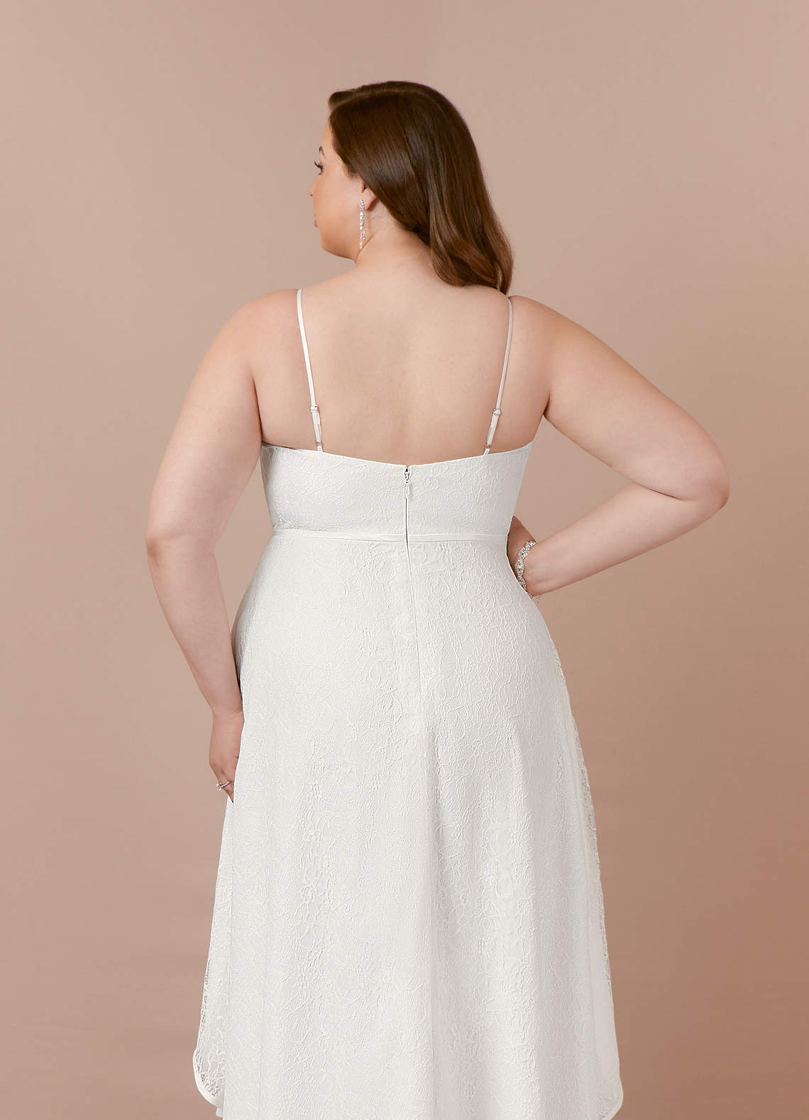 Diamond White A-Line Lace Matte Satin Dress