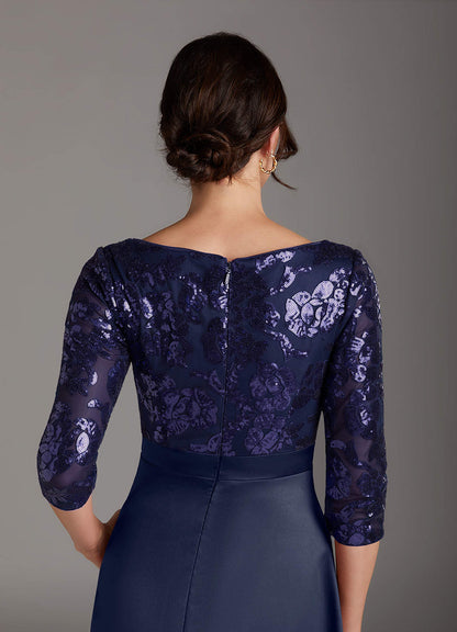 Dark Navy A-Line Sequins Dress