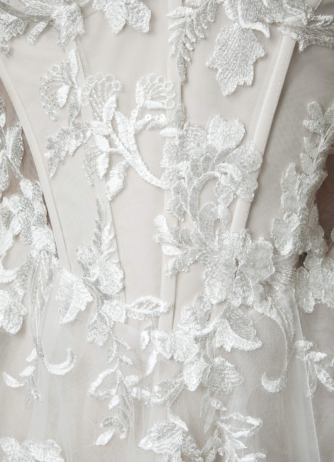 Diamond White A-Line Sequins Tulle Dress