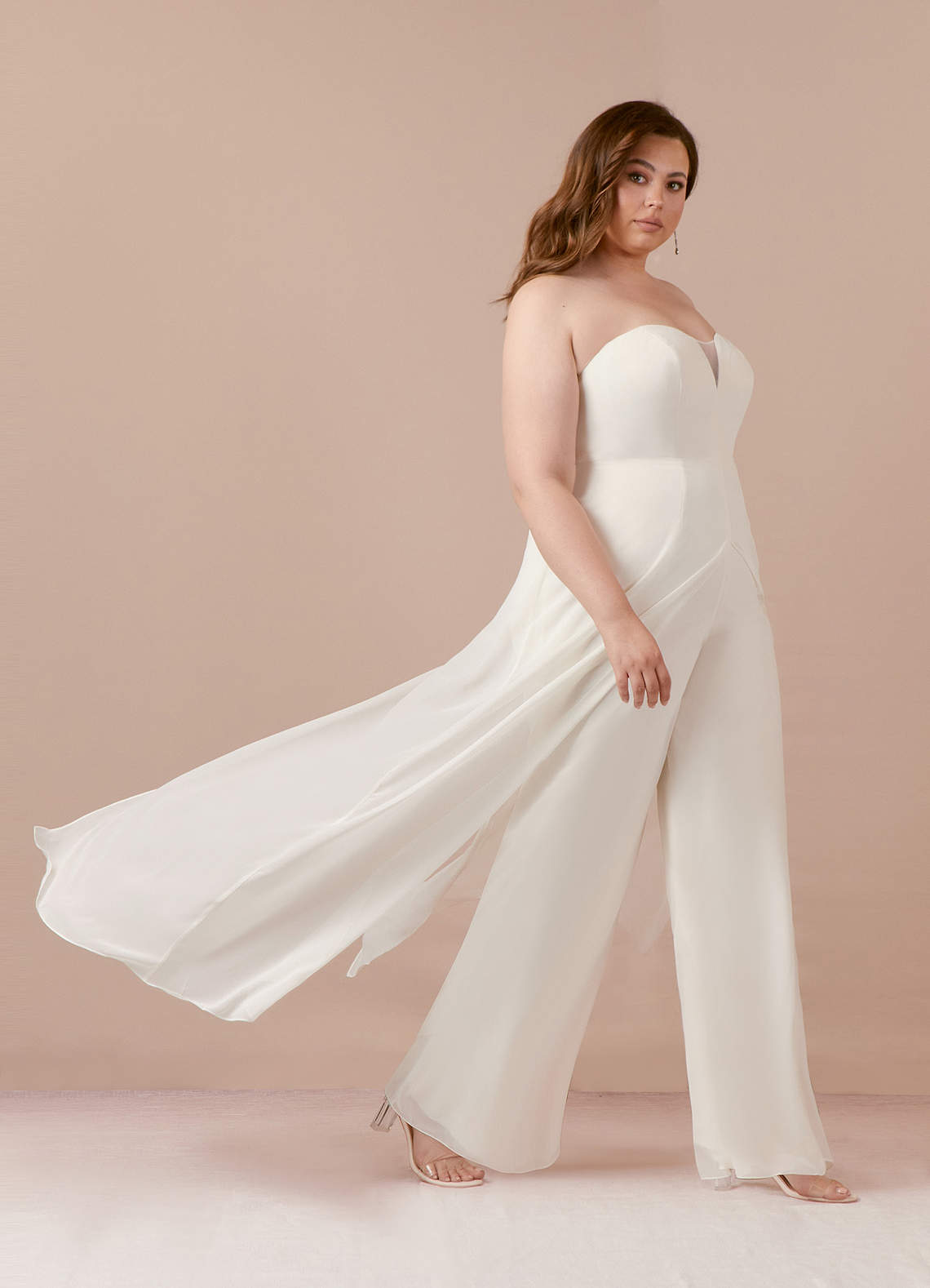 Diamond White Pant Styles Strapless Chiffon Dress