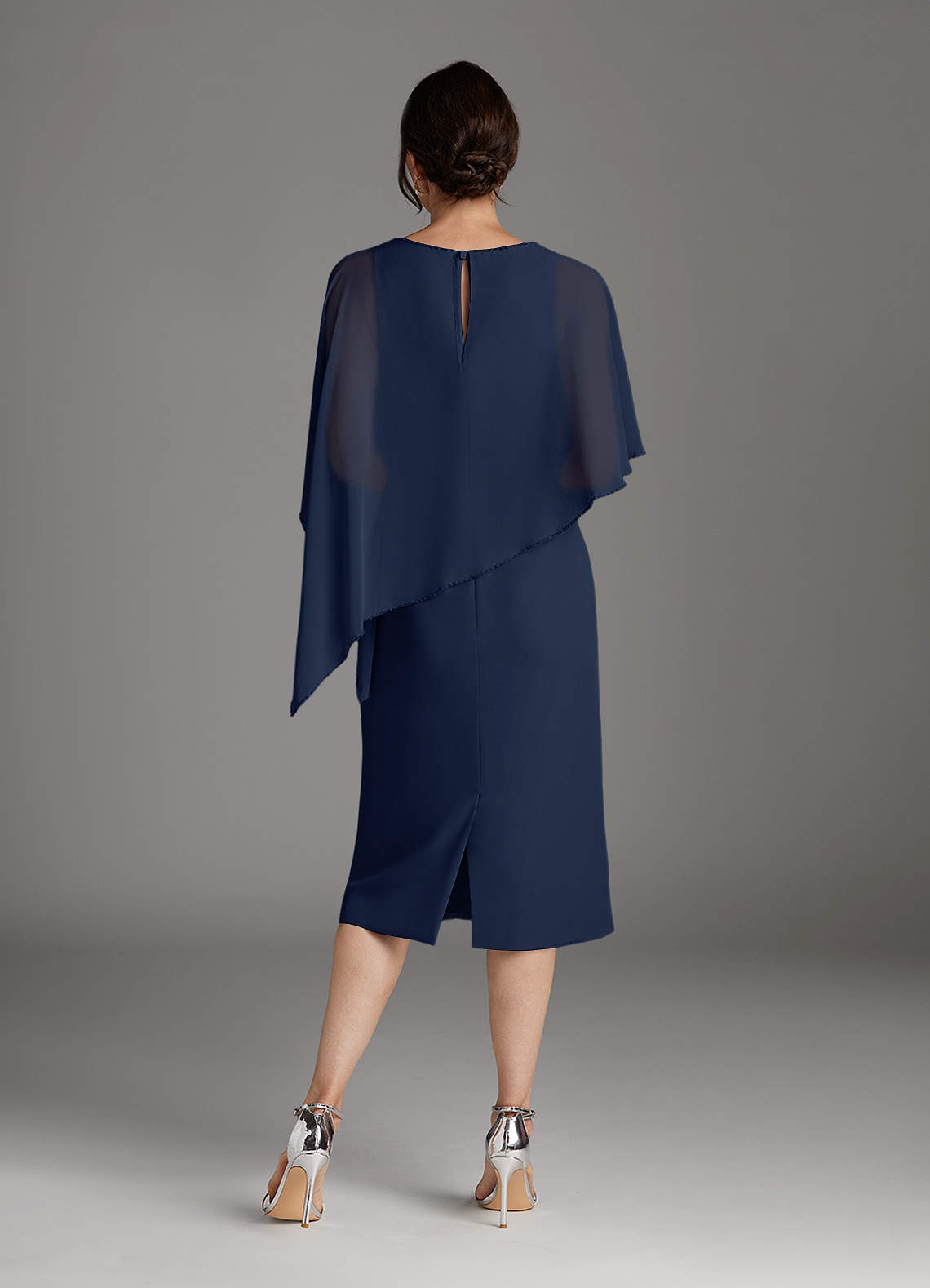 Dark Navy Sheath Sequins Chiffon Dress