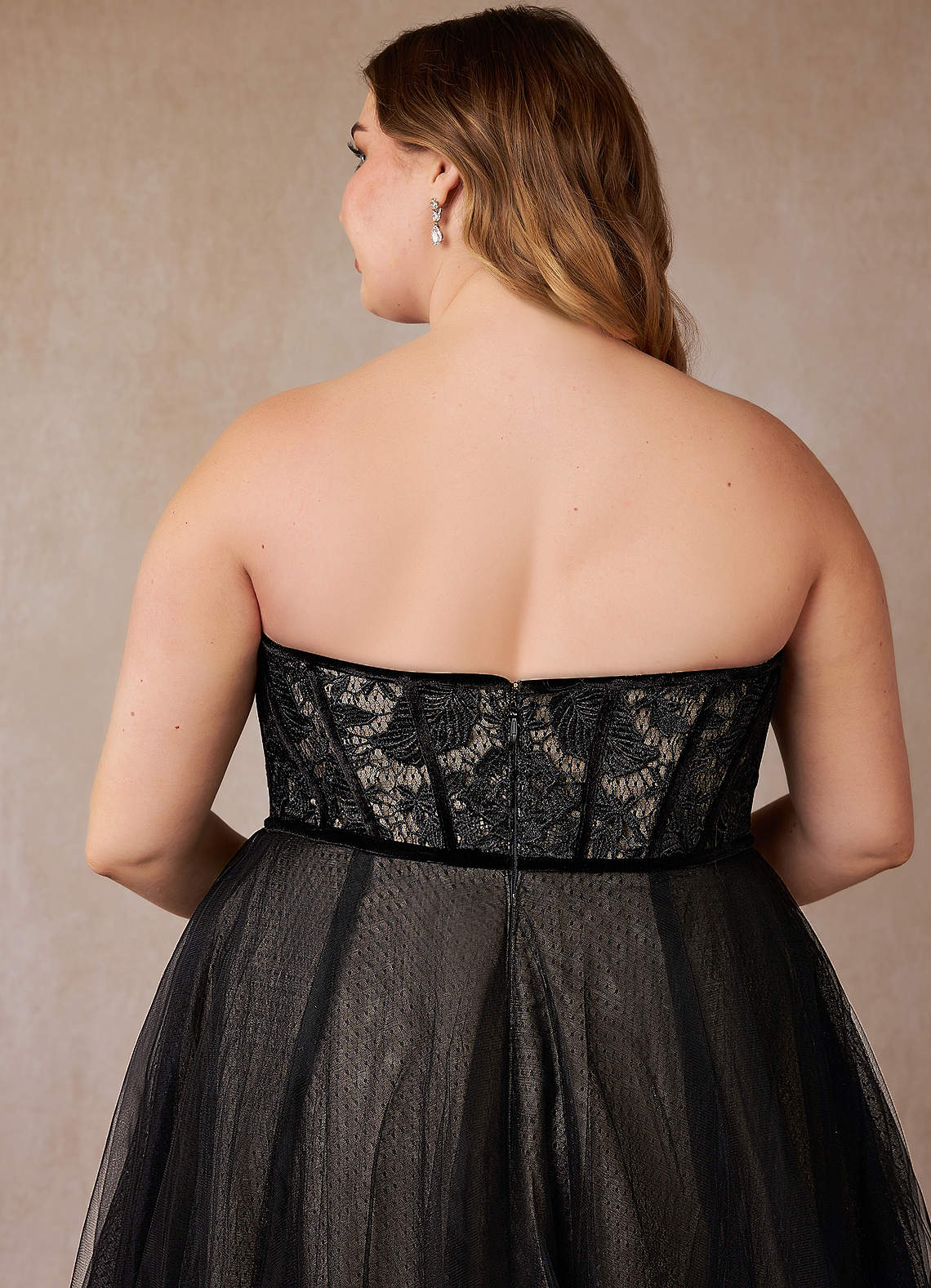 Black Diamond White Ball-Gown Lace Tulle Dress