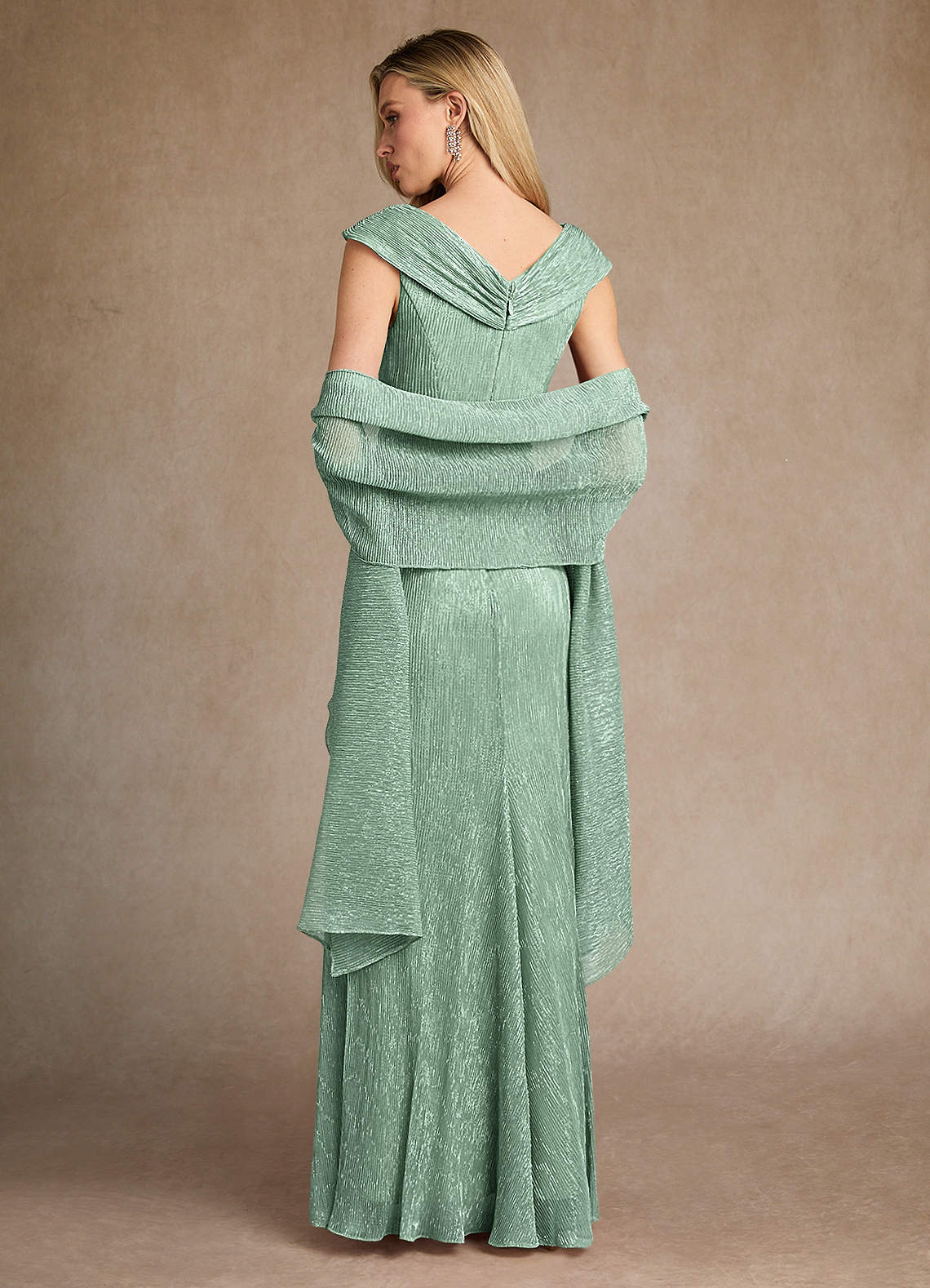 Aquamarine A-Line Pleated Metallic Mesh Dress