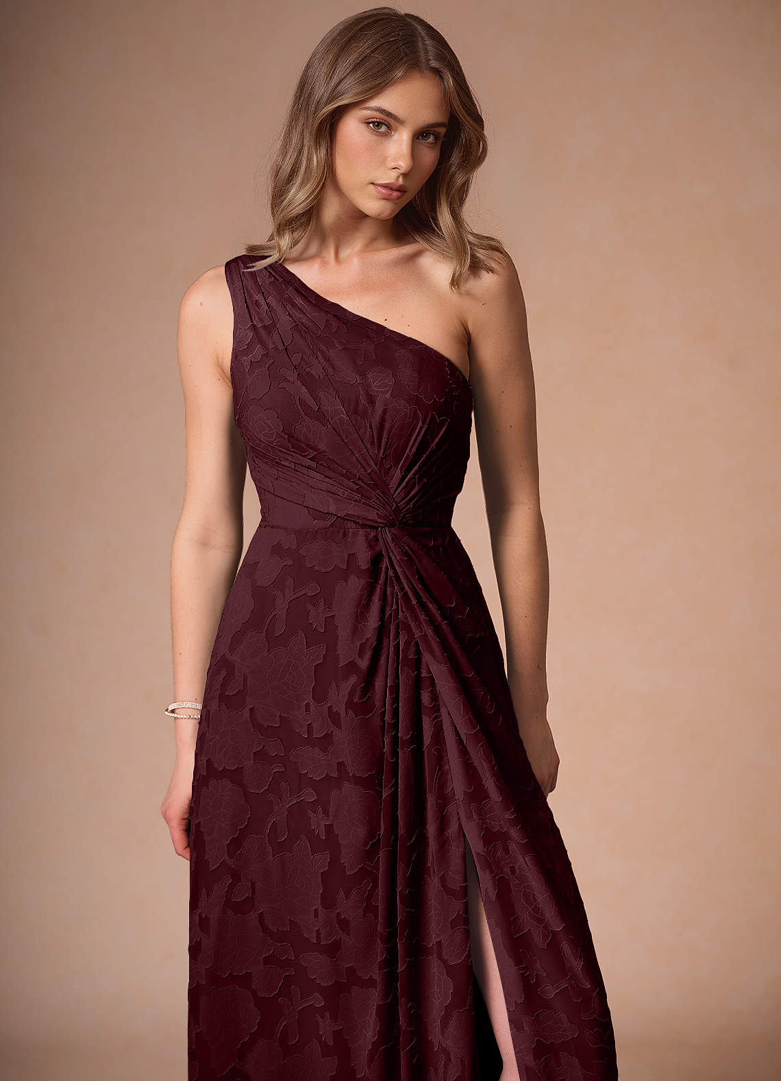 Hermosa Wine One Shoulder Maxi Dress  Dress