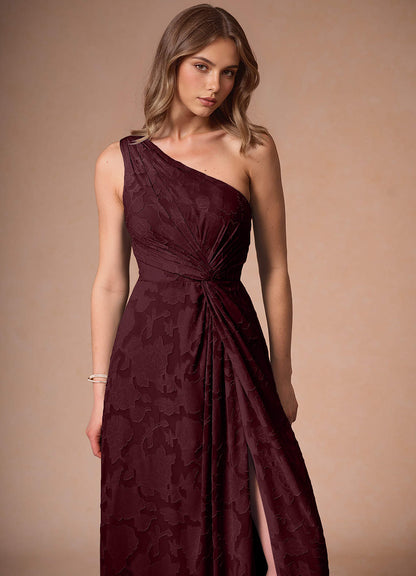 Hermosa Wine One Shoulder Maxi Dress  Dress