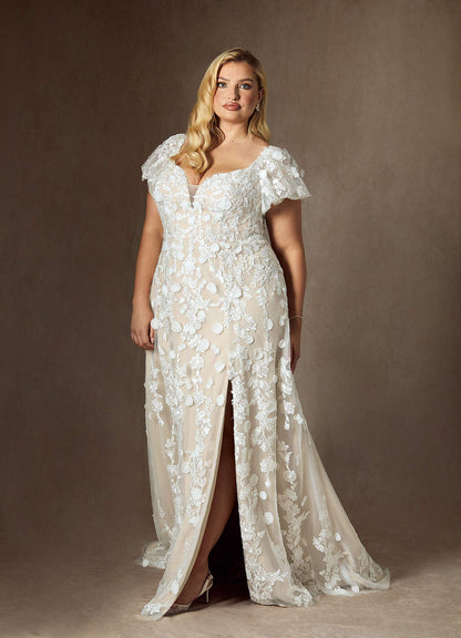 Diamond White Champagne A-Line Sweetheart Lace Dress