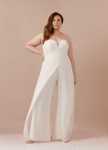 Diamond White Pant Styles Strapless Chiffon Dress