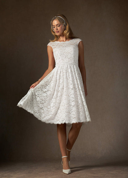 Diamond White A-Line Lace Dress
