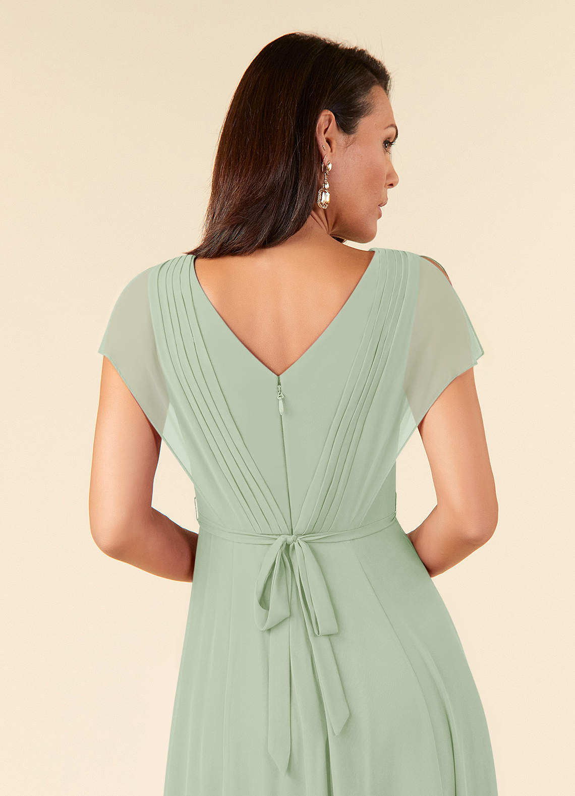 Dusty Sage A-Line Lace Chiffon Dress