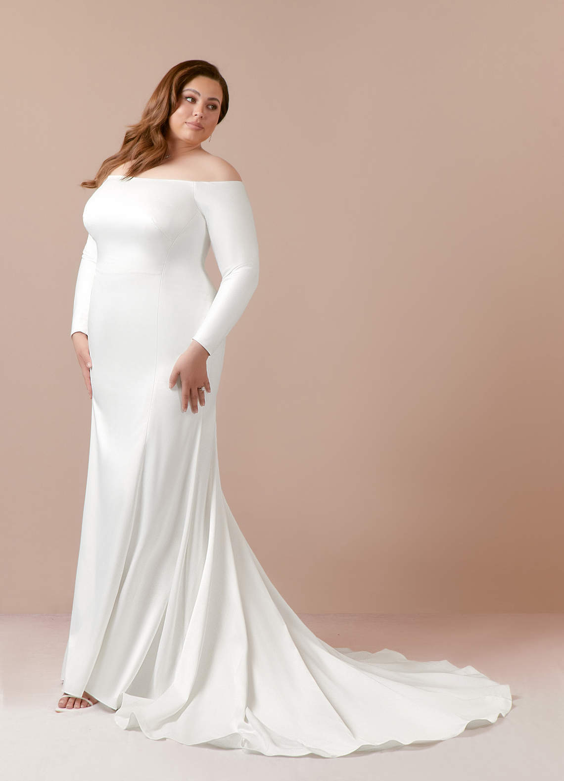 Diamond White Mermaid Off the Shoulder Satin Dress
