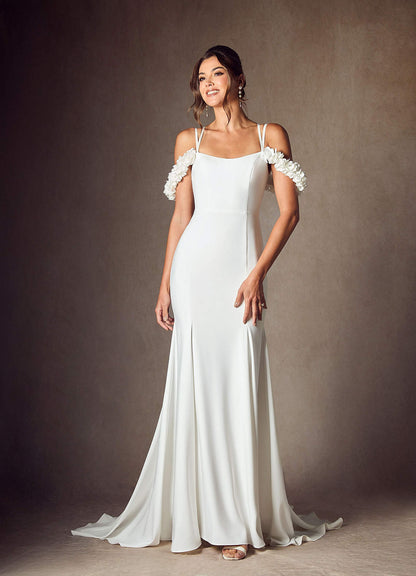 Diamond White Mermaid Convertible Crepe Back Satin Dress