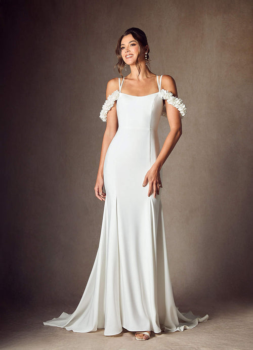 Diamond White Mermaid Convertible Crepe Back Satin Dress