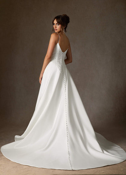 Diamond White A-Line Double Faced Satin Dress