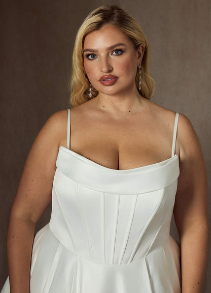 Diamond White Ball-Gown Strapless Satin Dress