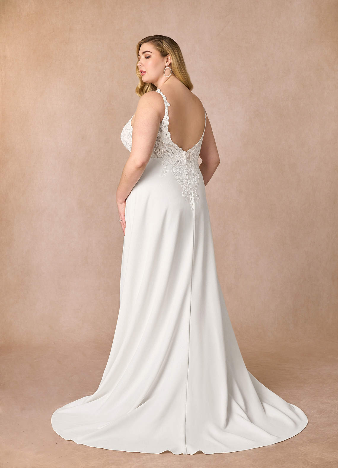 Diamond White A-Line V-Neck Sequins Stretch Crepe Dress