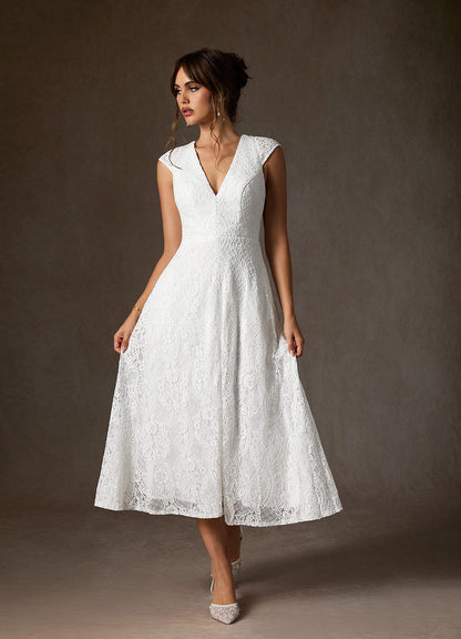 Diamond White A-Line Lace Dress