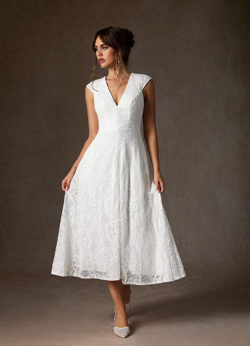 Diamond White A-Line Lace Dress