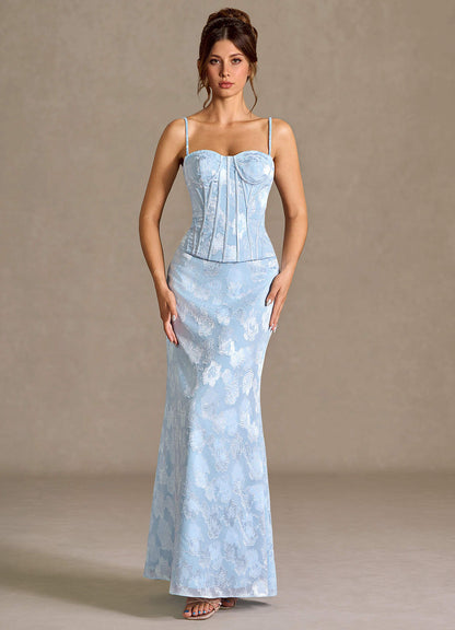 Mireya Powder Blue Corset Two-Piece Prom Dress