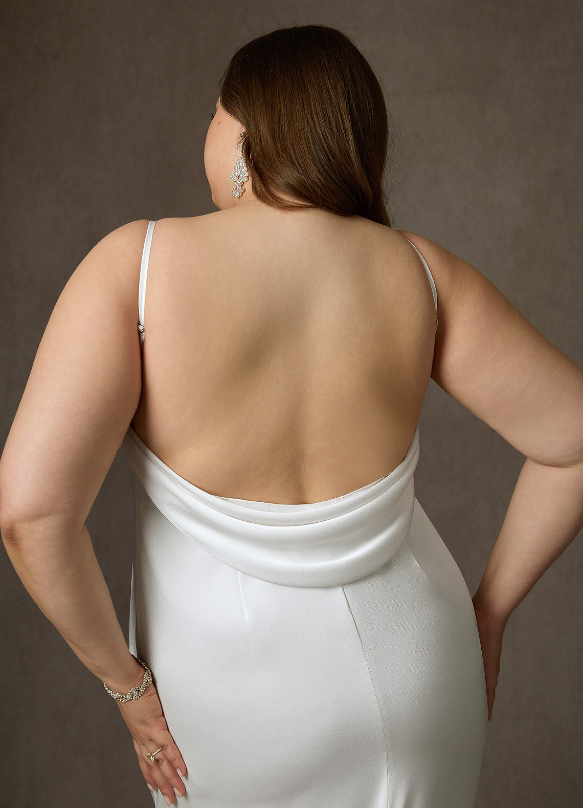 Diamond White Fit and Flare Stretch Satin Dress