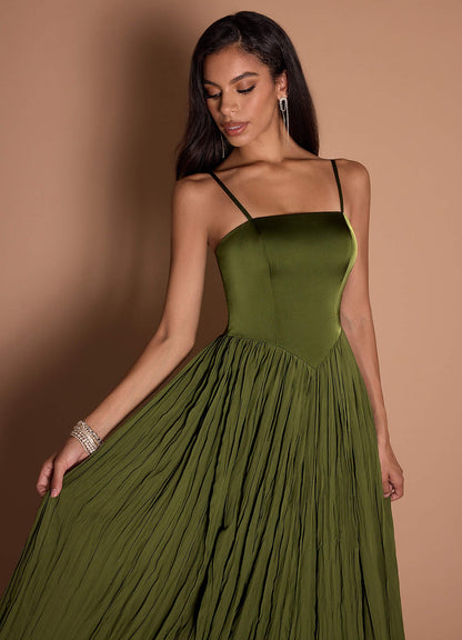 Lorie Olive Ruffle Maxi Dress  Dress