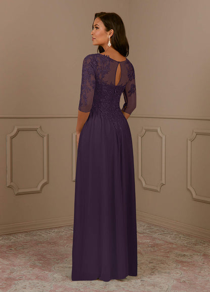 Plum A-Line Scoop lace Mesh Dress