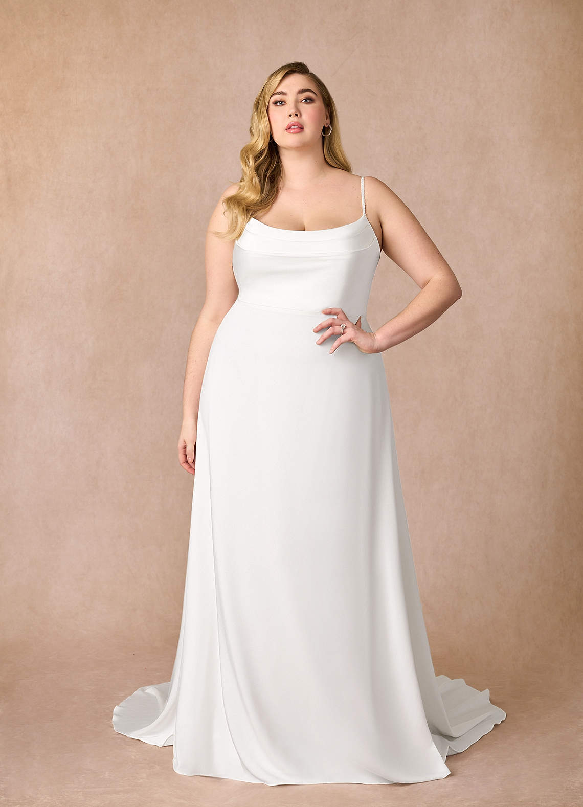 Diamond White A-Line Beaded Crepe Back Satin Dress