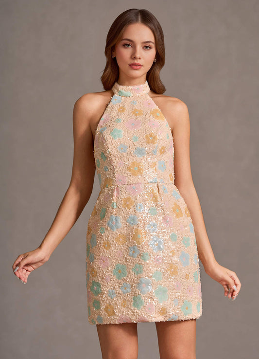 Beatrixa Champagne Mini Dress  Dress