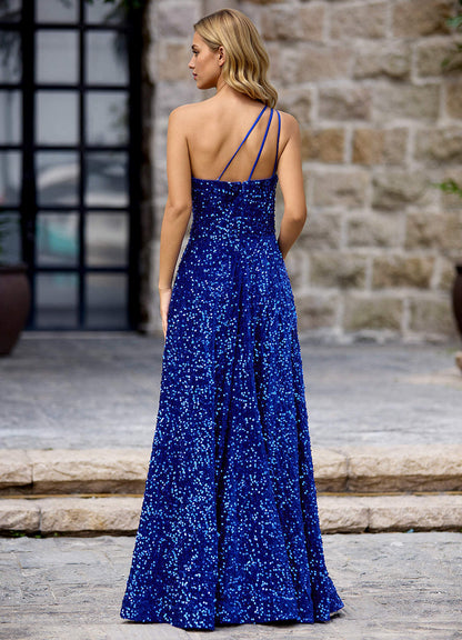 Opulent Royal Blue Velvet Sequins Prom Dress  Dress