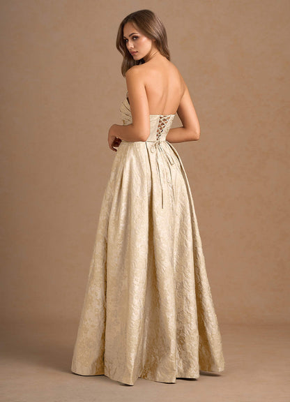 Maelis Vintage Champagne Maxi Gown  Dress