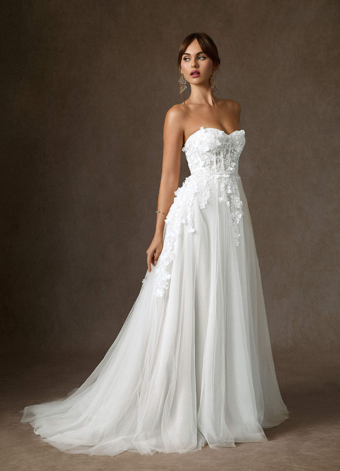 Diamond White Ball-Gown Off the Shoulder Lace Dress