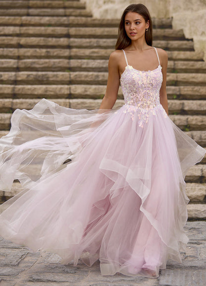Mosaic Pink Ruffle Prom Dress  Dress